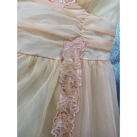 Vintage 1950s Gotham Gold Stripe Peach Nylon & Lace Full Slip‎ Dress 34 - Picture 7 of 8
